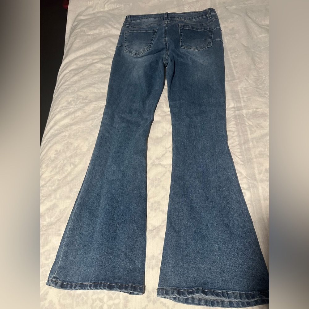 Blue savvy Classic Blue Flare Jeans for Women - Picture 2 of 9